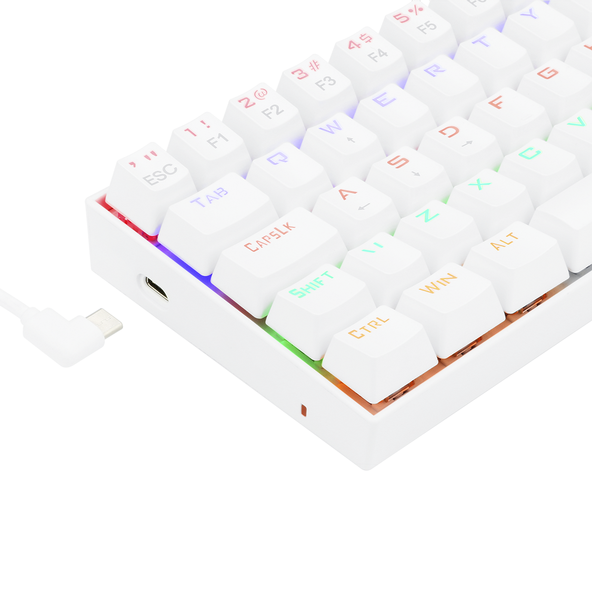 Teclado Gamer Mecânico Redragon Lakshmi Lunar White, Rainbow, Switch Brown, ABNT2, K606W-R