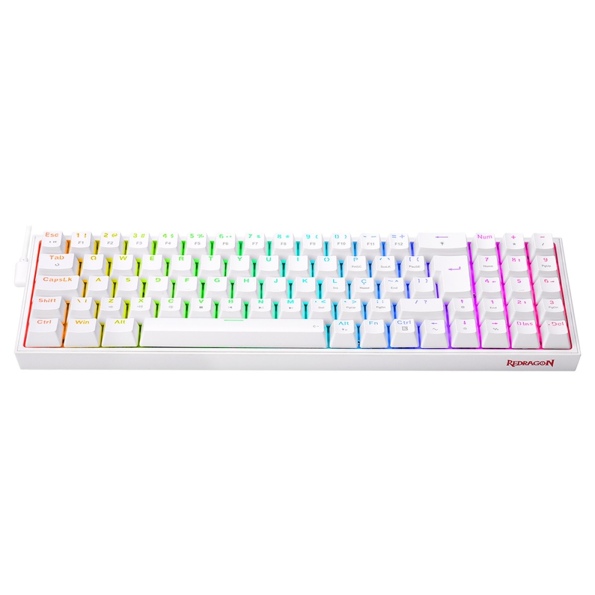 Teclado Gamer Mecânico Redragon Pollux, RGB, Switch Blue, ABNT2, White, K628-RGB-W (PT-BLUE)