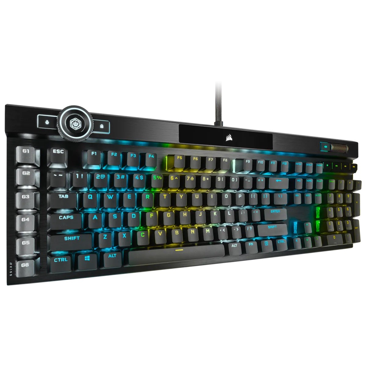 Teclado Gamer Óptico Mecânico Corsair K100 RGB, Switch Corsair OPX, Black, CH-912A01A-NA 