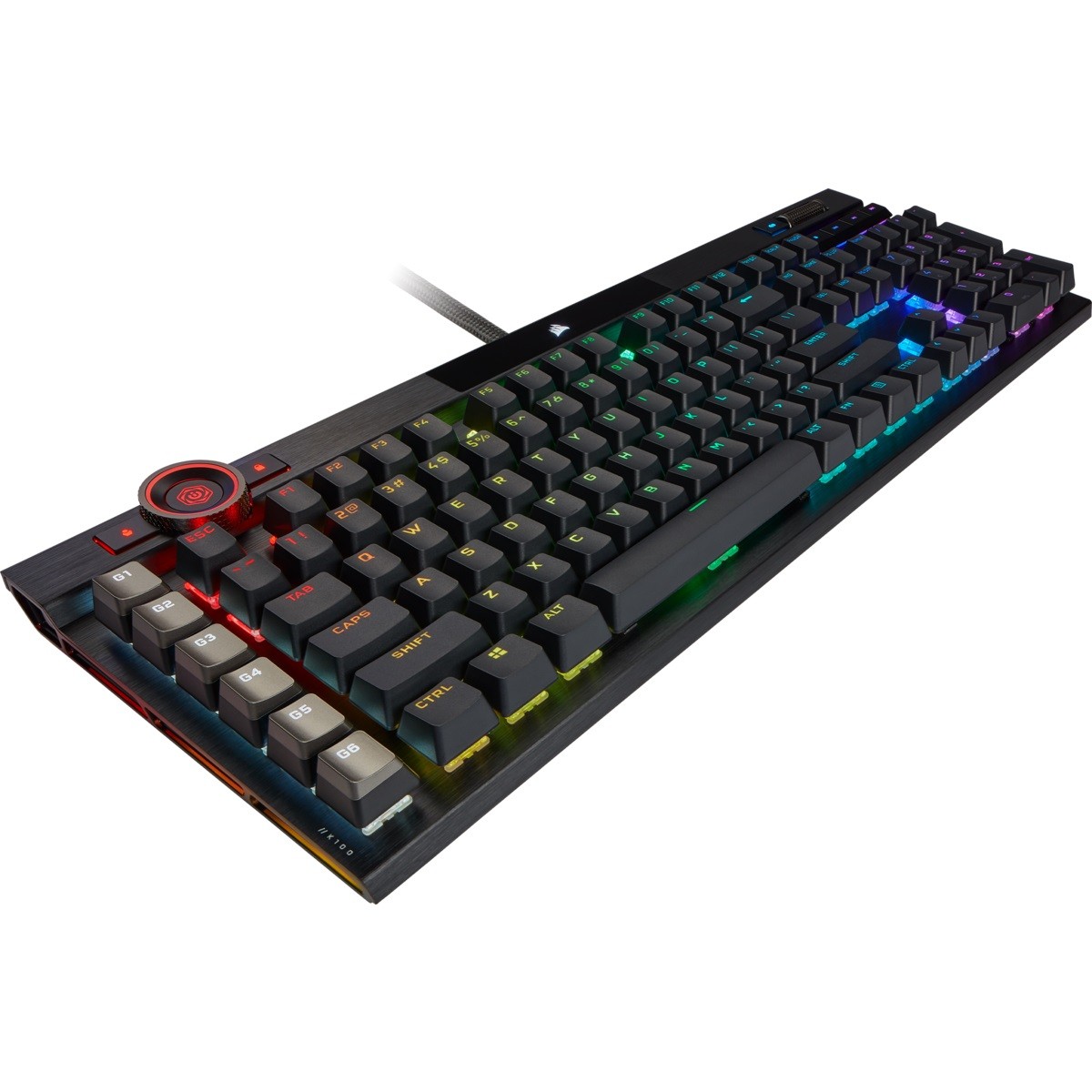 Teclado Gamer Óptico Mecânico Corsair K100 RGB, Switch Corsair OPX, Black, CH-912A01A-NA 