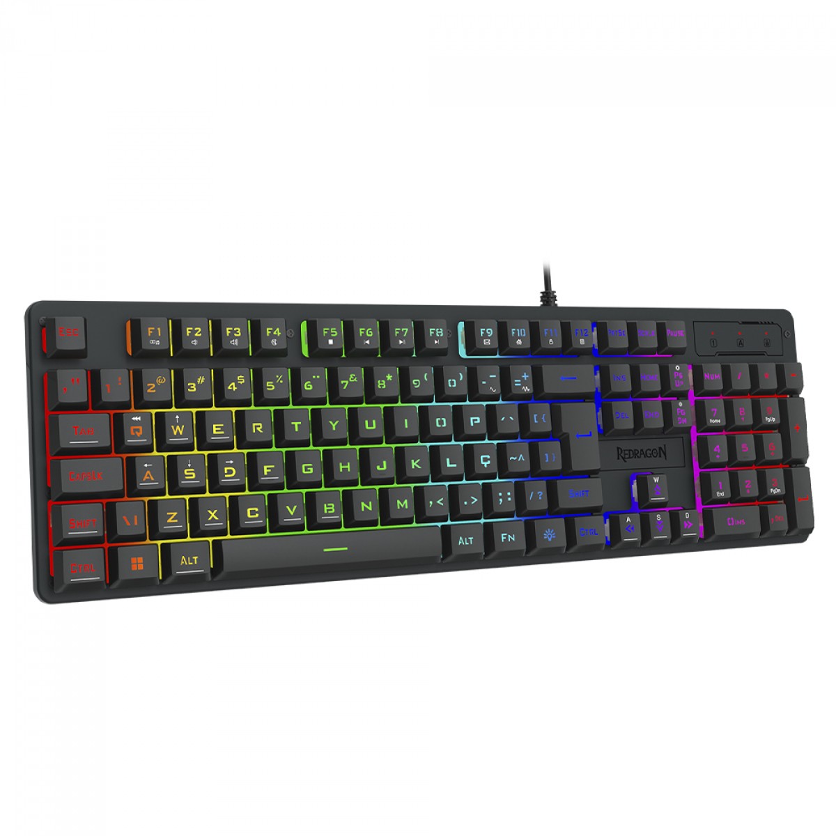 Teclado Gamer Redragon Netherbane, Membrana, Rainbow, ABNT2, Preto, K521-R