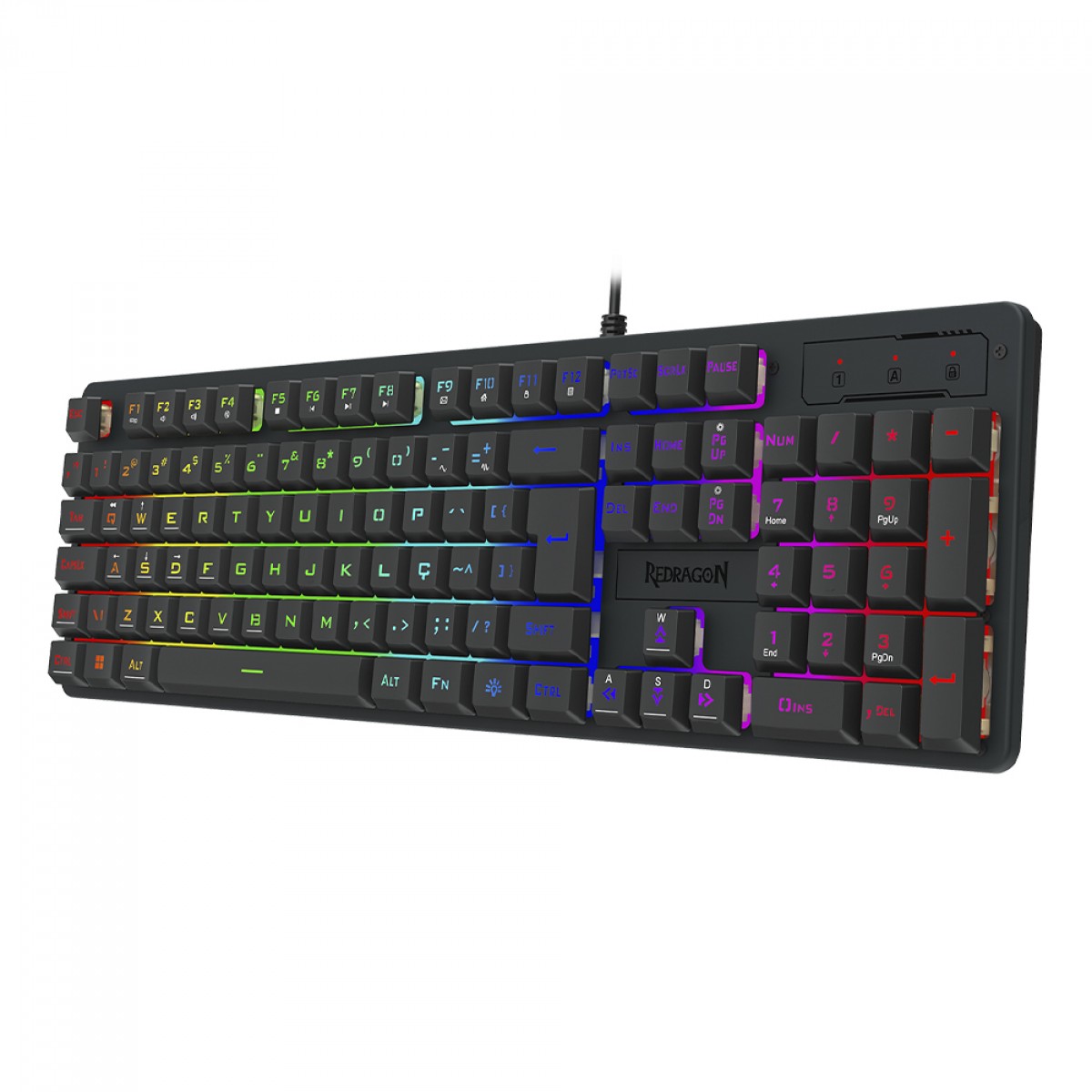 Teclado Gamer Redragon Netherbane, Membrana, Rainbow, ABNT2, Preto, K521-R