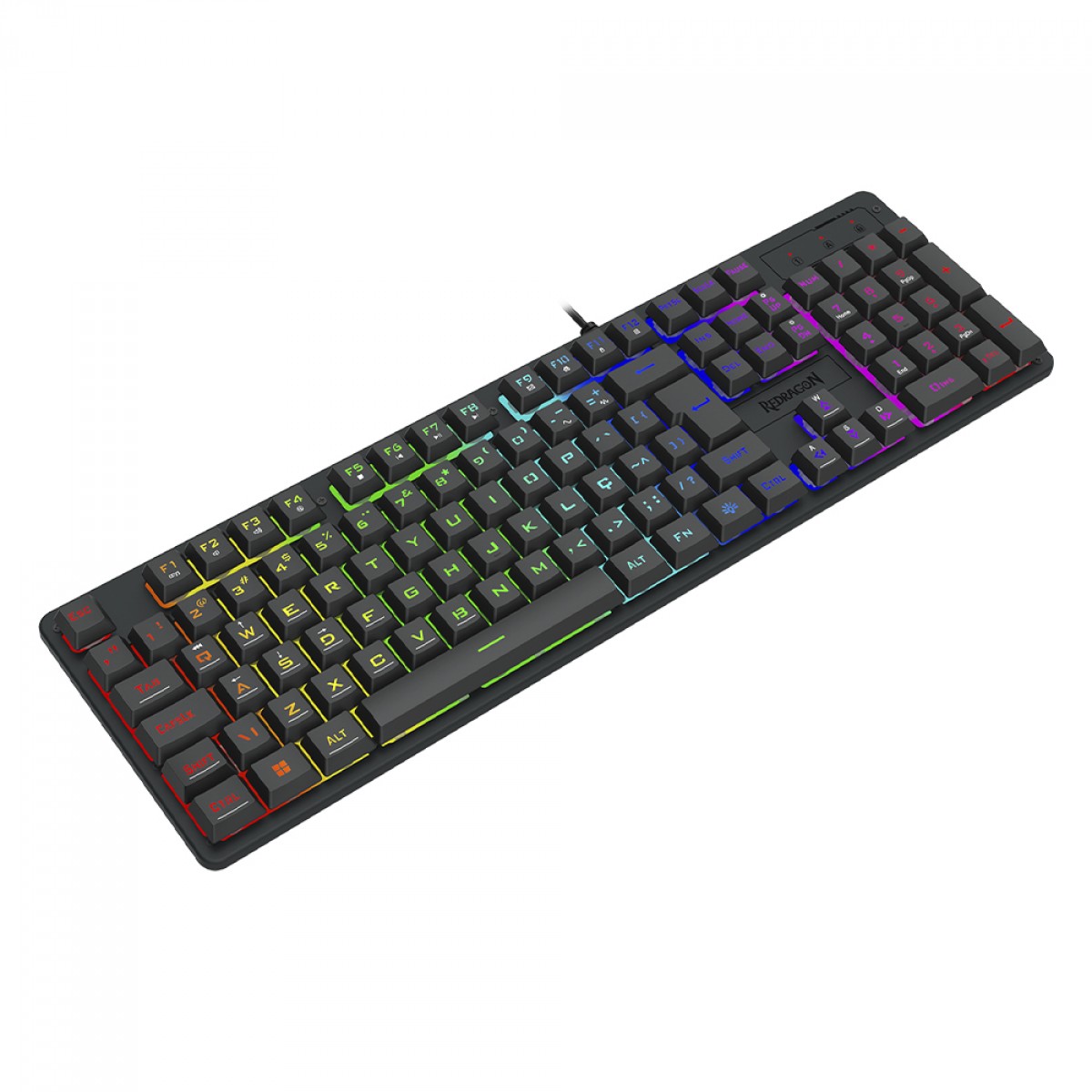 Teclado Gamer Redragon Netherbane, Membrana, Rainbow, ABNT2, Preto, K521-R