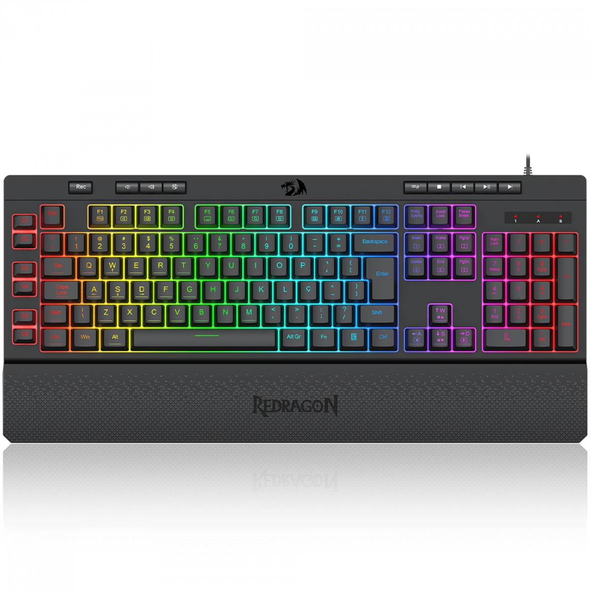 Teclado Gamer Redragon Shiva V2, RGB, USB, Membrana, ABNT2, Full Size, Preto, K512RGB V2