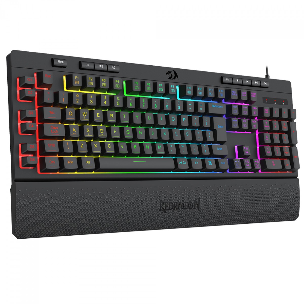 Teclado Gamer Redragon Shiva V2, RGB, USB, Membrana, ABNT2, Full Size, Preto, K512RGB V2