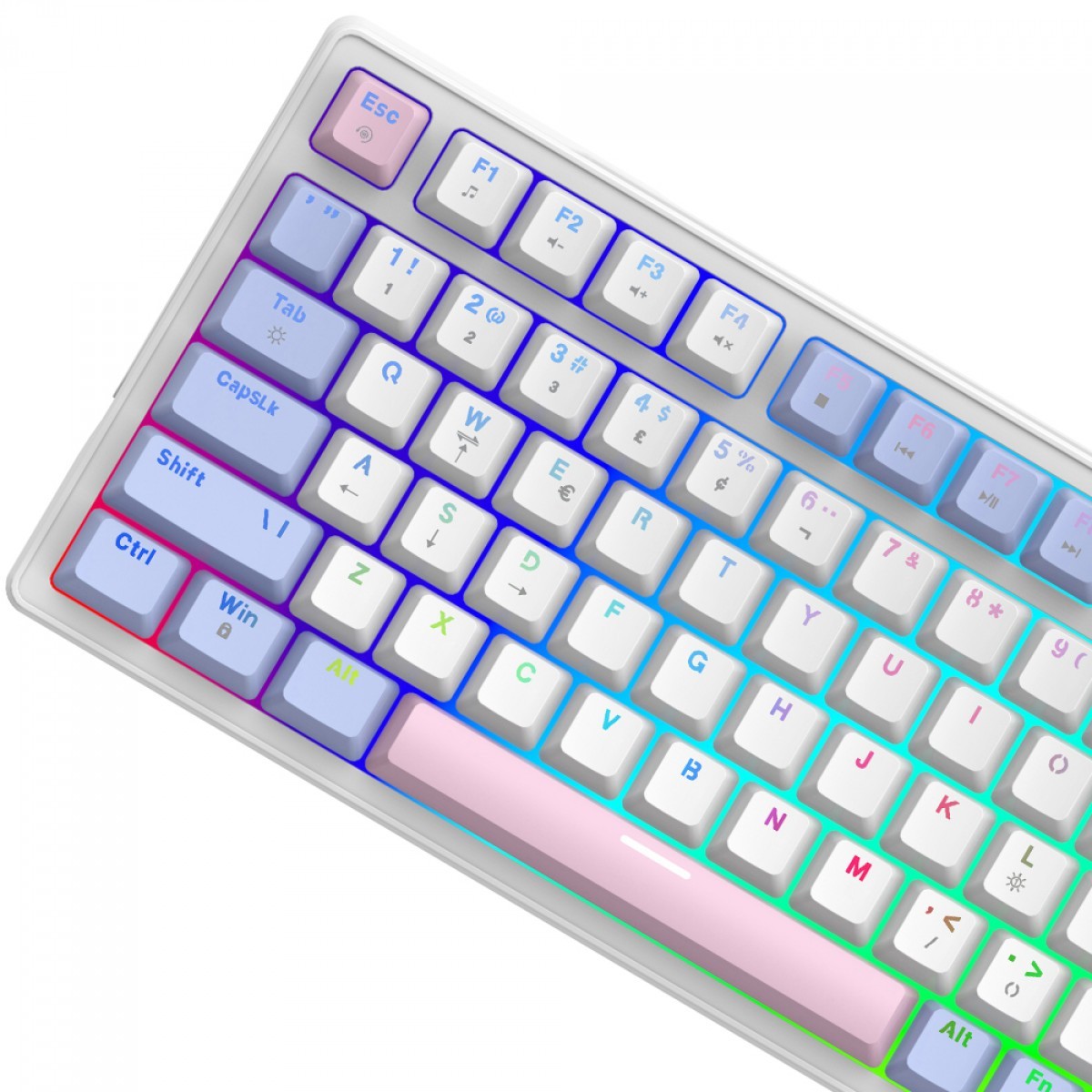 Teclado Gamer SuperFrame Ribbon, Wireless, RGB, Switch Red, 75%, ANSI, Hot Swap, Sem Fio, White/Purple