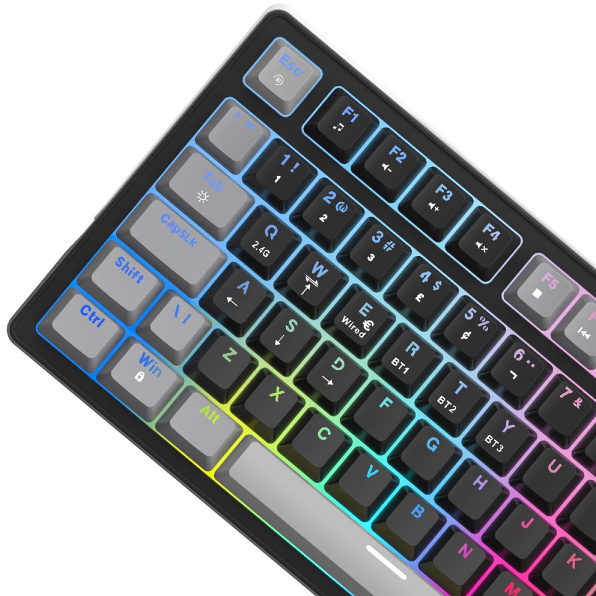 Teclado Gamer SuperFrame Ribbon, Wireless, RGB, Switch Red, 75%, ANSI, Hot Swap, Black/Grey