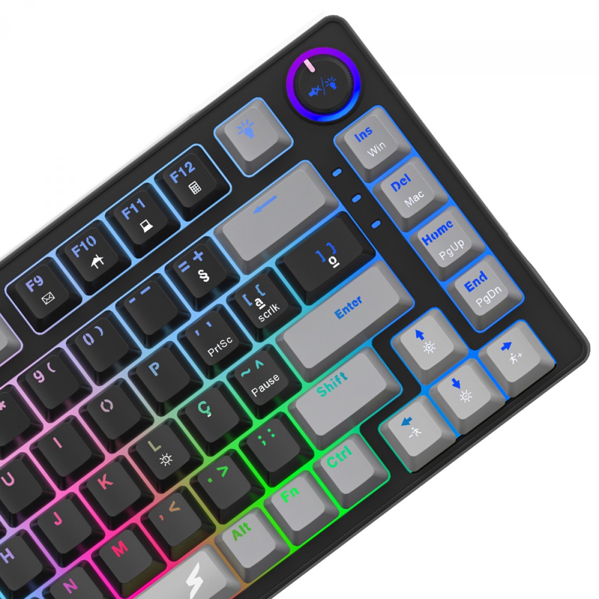 Teclado Gamer SuperFrame Ribbon, Wireless, RGB, Switch Red, 75%, ANSI, Hot Swap, Black/Grey