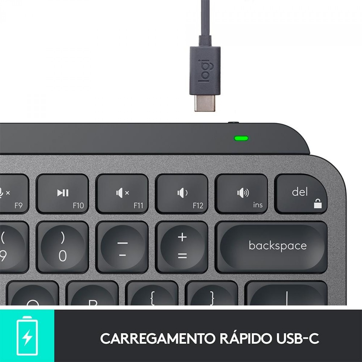 Teclado Logitech MX Keys Mini, Sem Fio, Iluminação Smart, Easy-Switch, Grafite, 920-010505