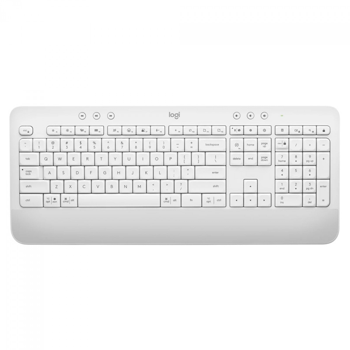 Teclado Logitech Signature K650, USB, Membrana, Sem Fio, Bluetooth, ANSI, Branco, 920-010965