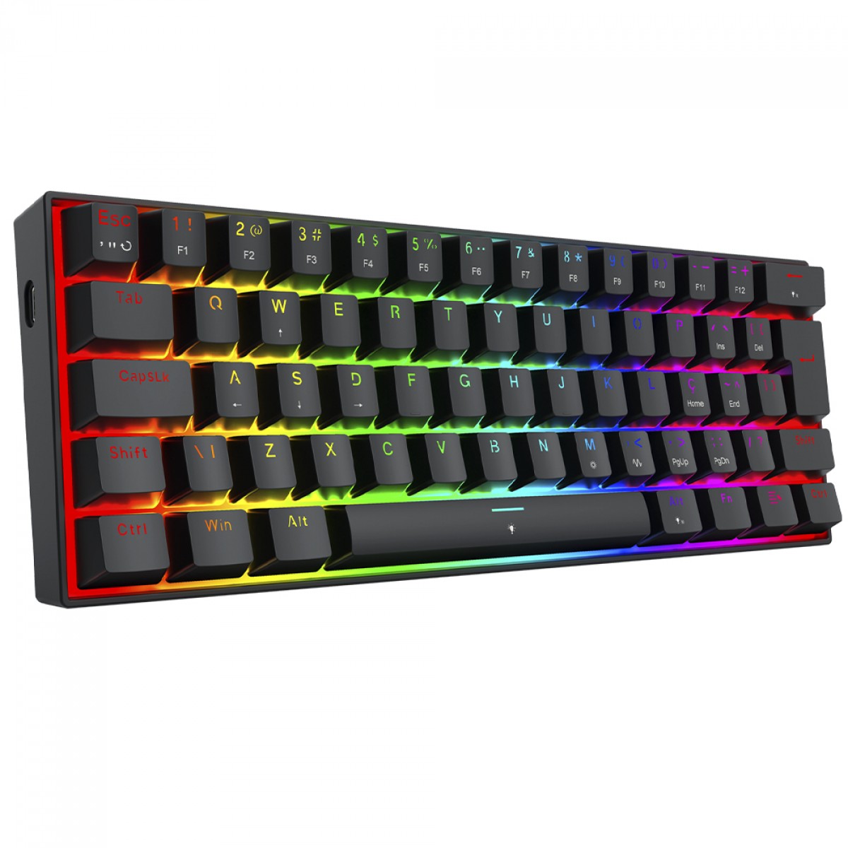 Teclado Magnético Gamer Redragon Fizz, RGB, 60%, 8K, Switch Magnético, ABNT2, Preto, K617RGB-M