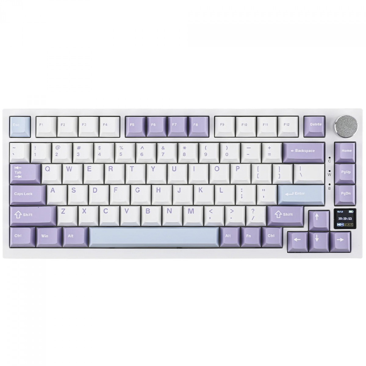 Teclado Mecânico Gamer Ajazz AK820 PRO, RGB, Wireless/Bluetooth/USB, 75%, ANSI, Ajazz Gift Switch, Branco e Roxo