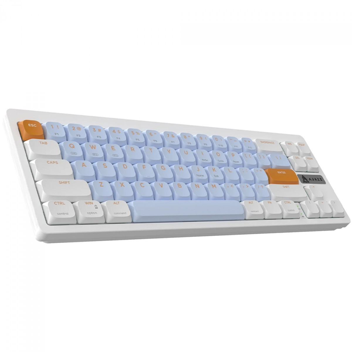 Teclado Mecânico Gamer Ajazz AKL680, Wireless/Bluetooth, 65%, ANSI, Switch Low-Profile, Branco e Azul