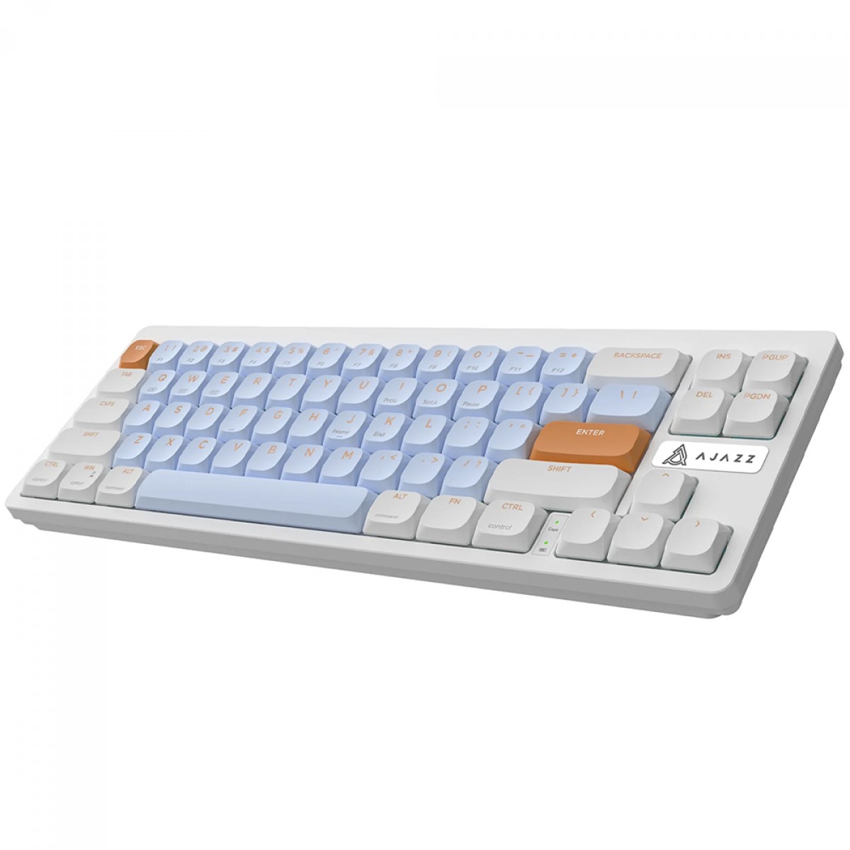 Teclado Mecânico Gamer Ajazz AKL680, Wireless/Bluetooth, 65%, ANSI, Switch Low-Profile, Branco e Azul