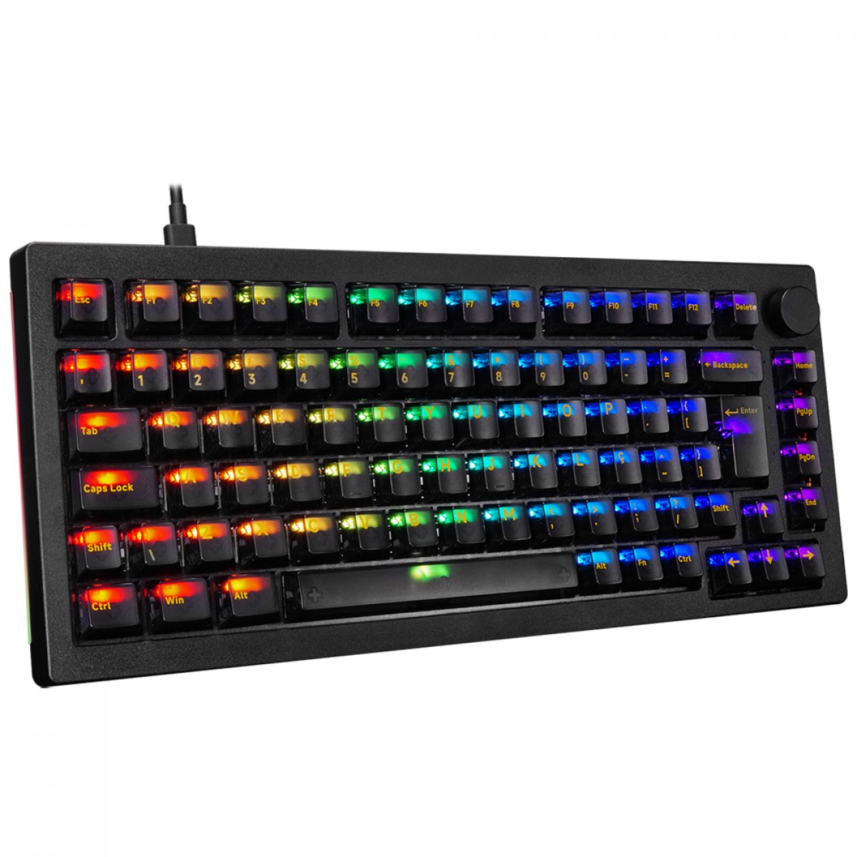 Teclado Mecânico Gamer Akko 5075S Clear Black, RGB, ABNT2, Black, Switch V3 Cream Yellow Pro