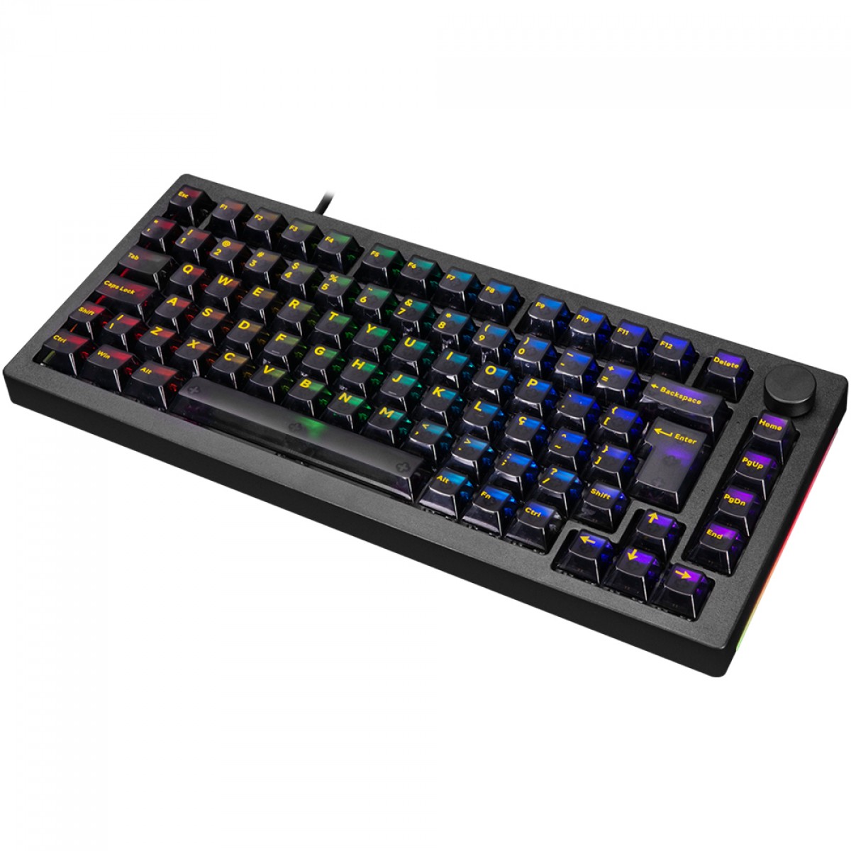 Teclado Mecânico Gamer Akko 5075S Clear Black, RGB, ABNT2, Black, Switch V3 Matcha Green Pro