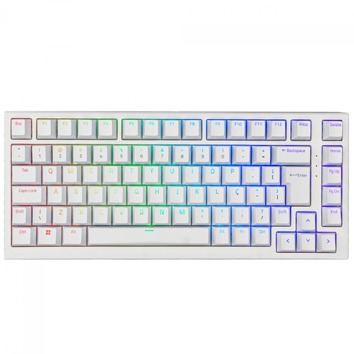 Teclado Mecânico Gamer Akko MG75, RGB, 75%, ABNT2, Switch Akko Silver V3 Pro, Branco