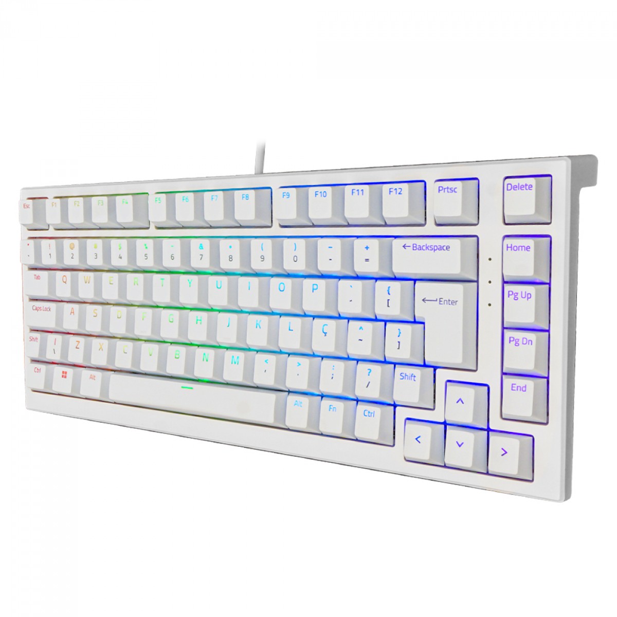 Teclado Mecânico Gamer Akko MG75, RGB, 75%, ABNT2, Switch Akko Silver V3 Pro, Branco