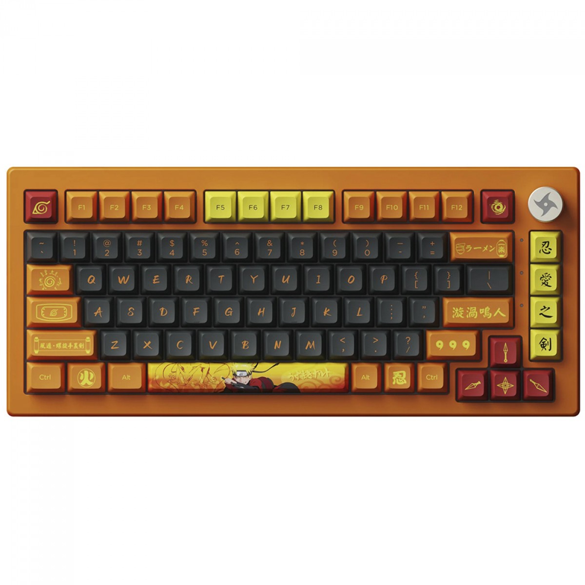 Teclado Mecânico Gamer Akko Naruto Uzumaki 5075B Plus, RGB, USB/Bluetooth, ANSI, Switch Akko Crystal