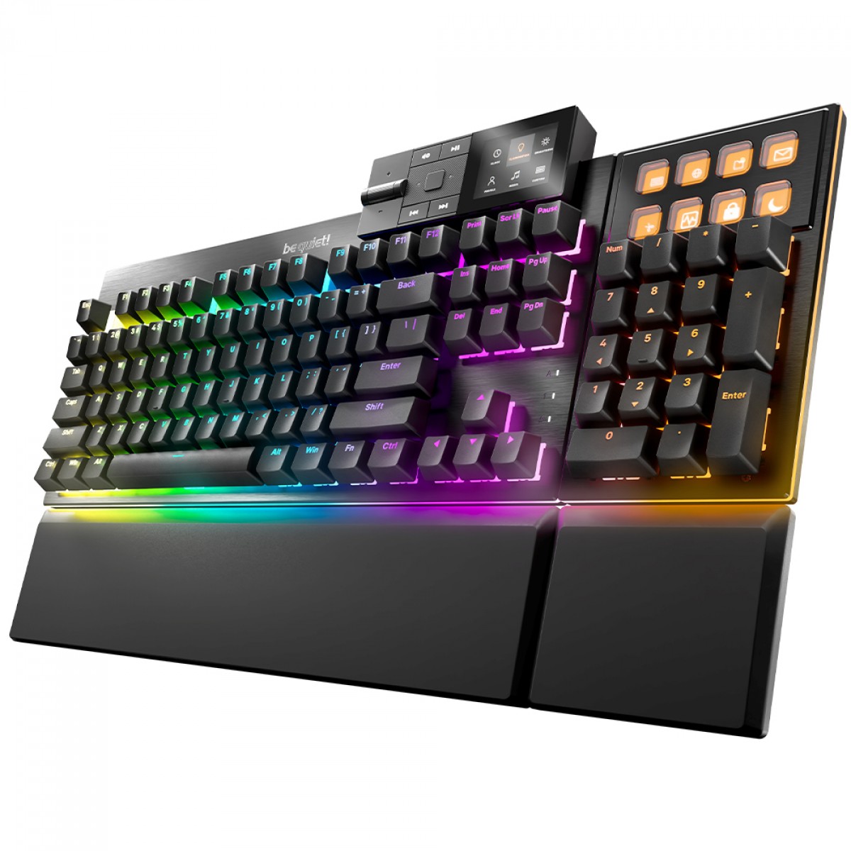 Teclado Mecânico Gamer Be Quiet Dark Mount, RGB, Numpad e Dock de Mídia Modular, Switch Silent Linear, ANSI, Preto, BT001US