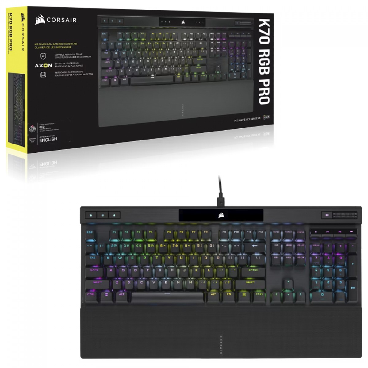 Teclado Mecânico Gamer Corsair K70 RGB PRO, Switch Cherry MX Brown, ANSI, Preto, CH-9109412-NA