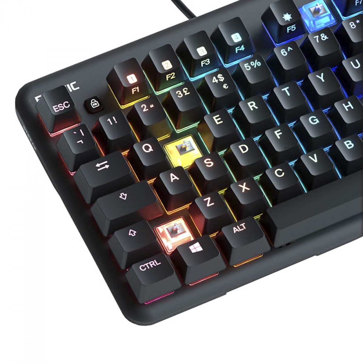 Teclado Mecânico Gamer Fnatic MiniStreak Speed, RGB, ISO, Switch Kailh Speed, TKL, Preto, KB0003-001