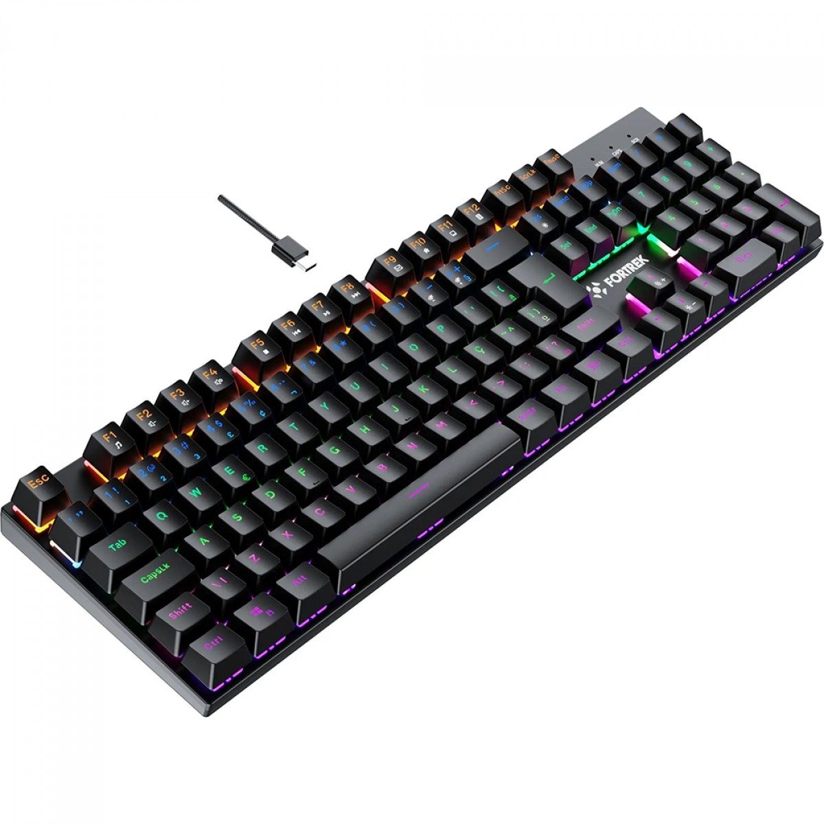 Teclado Mecânico Gamer Fortrek Gravity, Rainbow, Switch Outemu Red, ABNT2, Preto