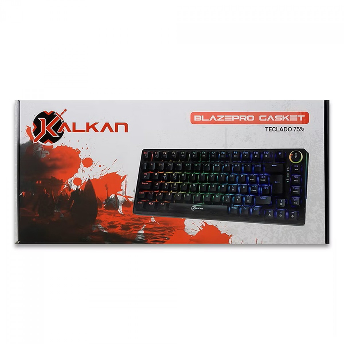 Teclado Mecânico Gamer Kalkan Blaze Pro, RGB, 75%, Switch Kalkan YH Brown, ABNT2, Preto, KLK00016