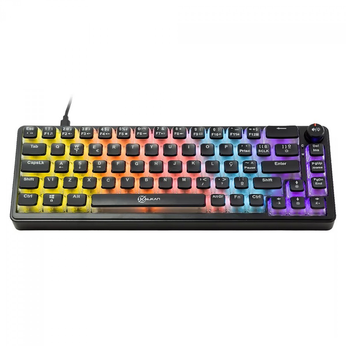 Teclado Mecânico Gamer Kalkan Drakar, 65%, Rainbow, Switch YH Brown, ABNT2, Preto, KLK00052