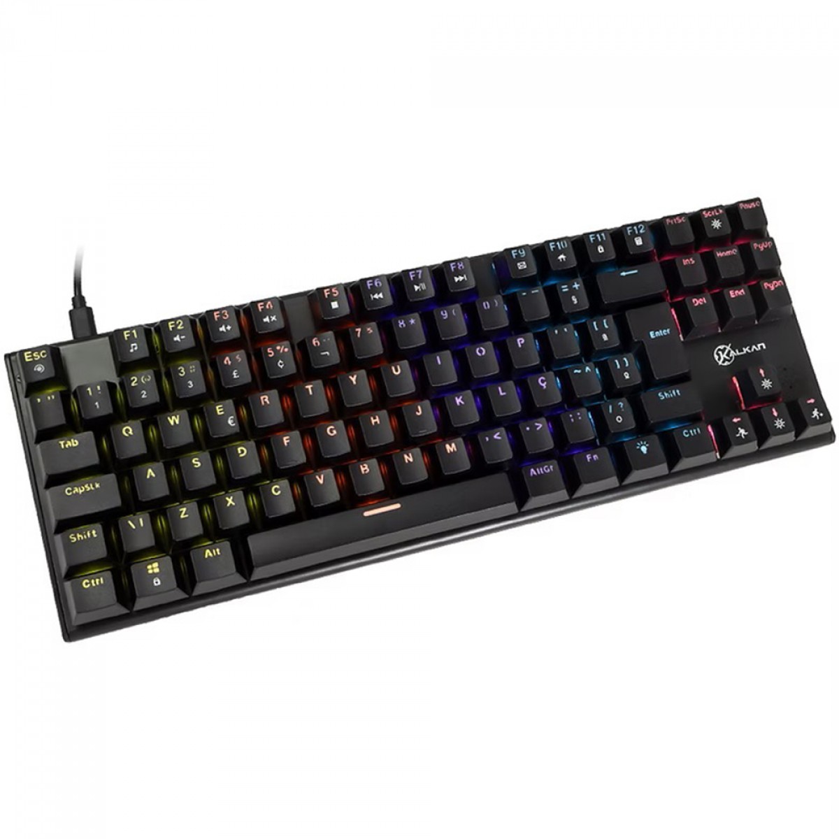Teclado Mecânico Gamer Kalkan Loki, Rainbow, TKL, Switch Kalkan YH Brown, ABNT2, Preto, KLK00014