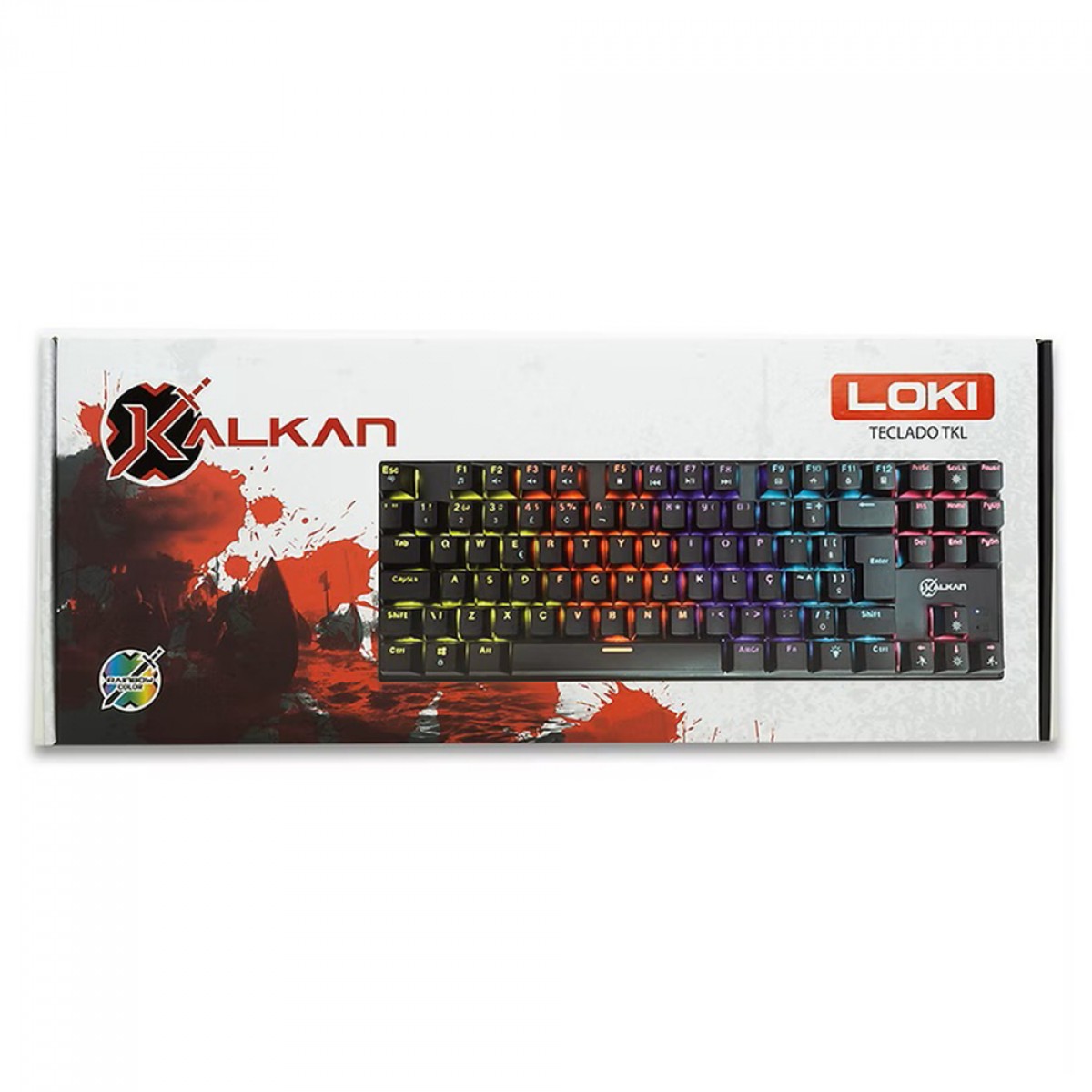 Teclado Mecânico Gamer Kalkan Loki, Rainbow, TKL, Switch Kalkan YH Brown, ABNT2, Preto, KLK00014