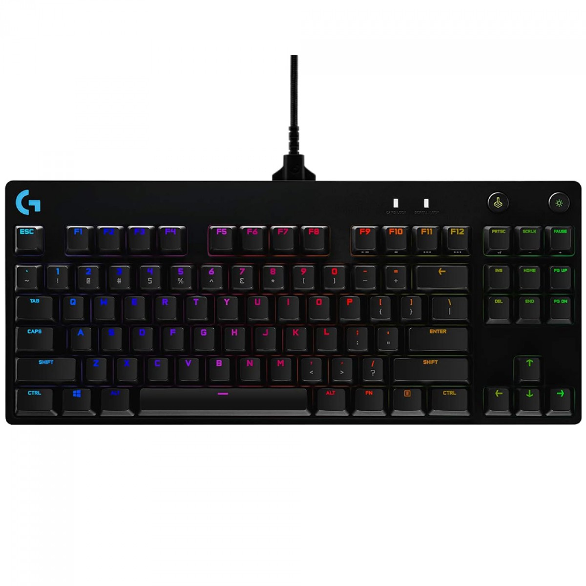 Teclado Mecânico Gamer Logitech G PRO, RGB, USB, ANSI, Switch GX Blue Clicky, TKL, Preto, 920-009388