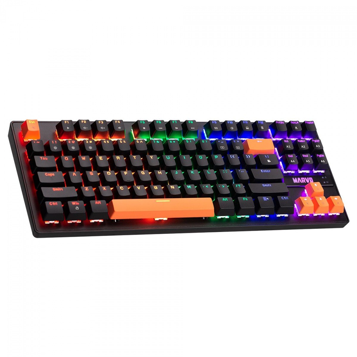 Teclado Mecânico Gamer Marvo KG901C, Rainbow, Switch Blue, ANSI, Black