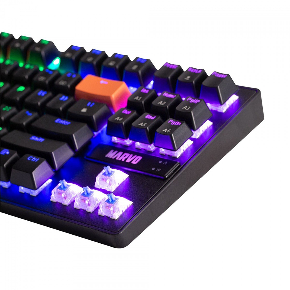 Teclado Mecânico Gamer Marvo KG901C, Rainbow, Switch Blue, ANSI, Black
