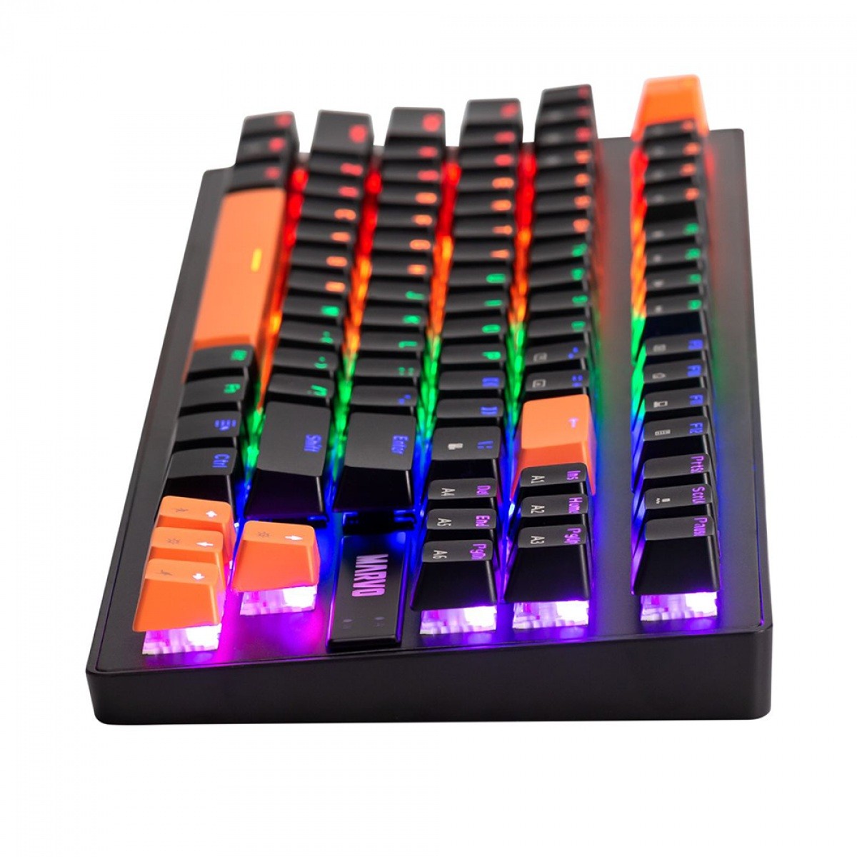 Teclado Mecânico Gamer Marvo KG901C, Rainbow, Switch Blue, ANSI, Black