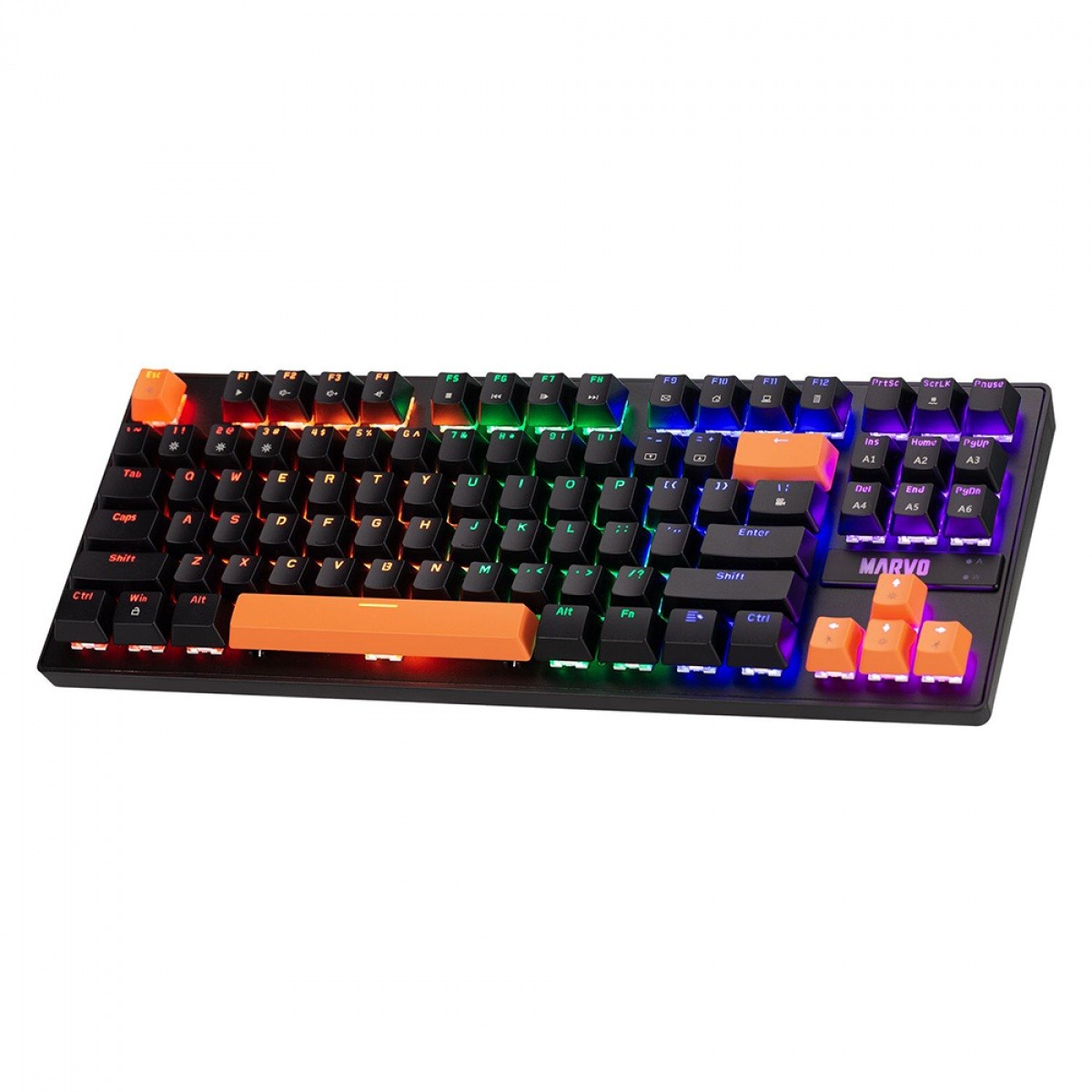Teclado Mecânico Gamer Marvo KG901C, Rainbow, Switch Blue, ANSI, Black