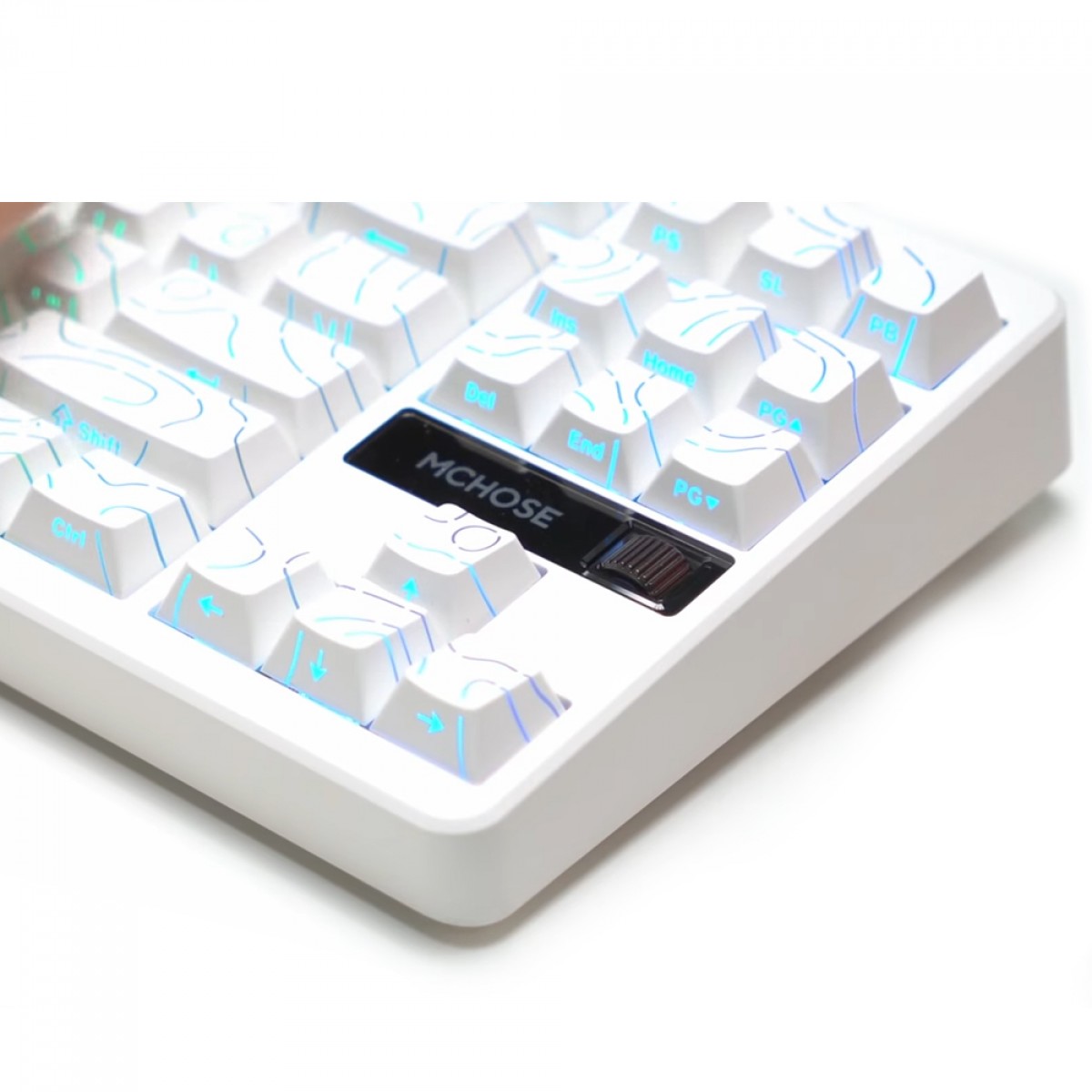 Teclado Mecânico Gamer MCHOSE G87 White Topographic, Wireless, Bluetooth, RGB, Switch Matcha Latte, ANSI, TKL, Branco, MC-G87-18