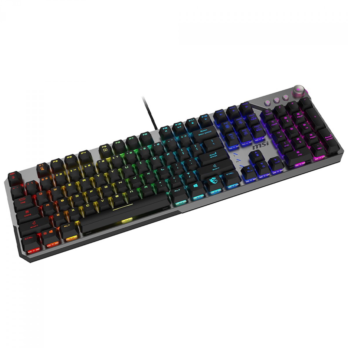 Teclado Mecânico Gamer MSI Strike 600, RGB, ANSI, Switch Kailh Silente, Cinza e Preto