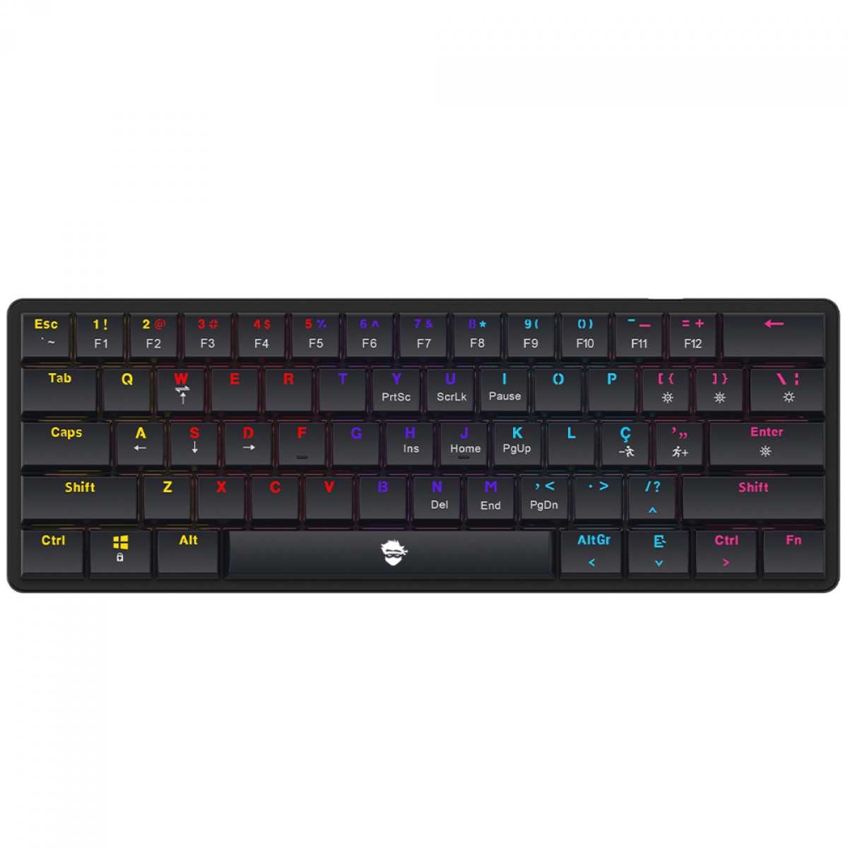 Teclado Mecânico Gamer Ninja Black Thorne, Switch Red Low Profile, ABNT2, 60%, Black, GN-KB-BTRD60BRUAB