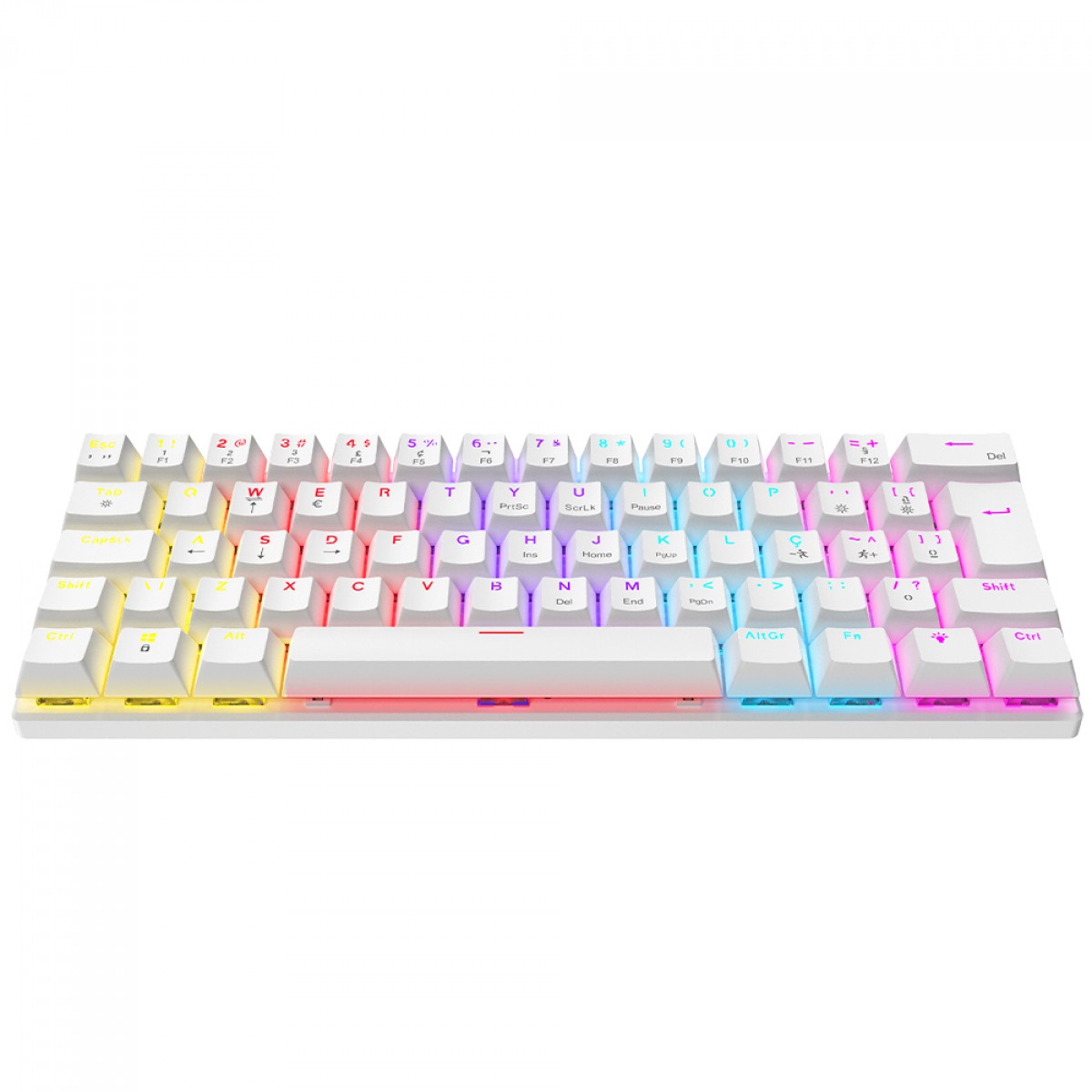 Teclado Mecânico Gamer Ninja Leap 60%, Switch Blue, Rainbow, ABNT2, Branco, GN-KB-LPBL60WBUAB