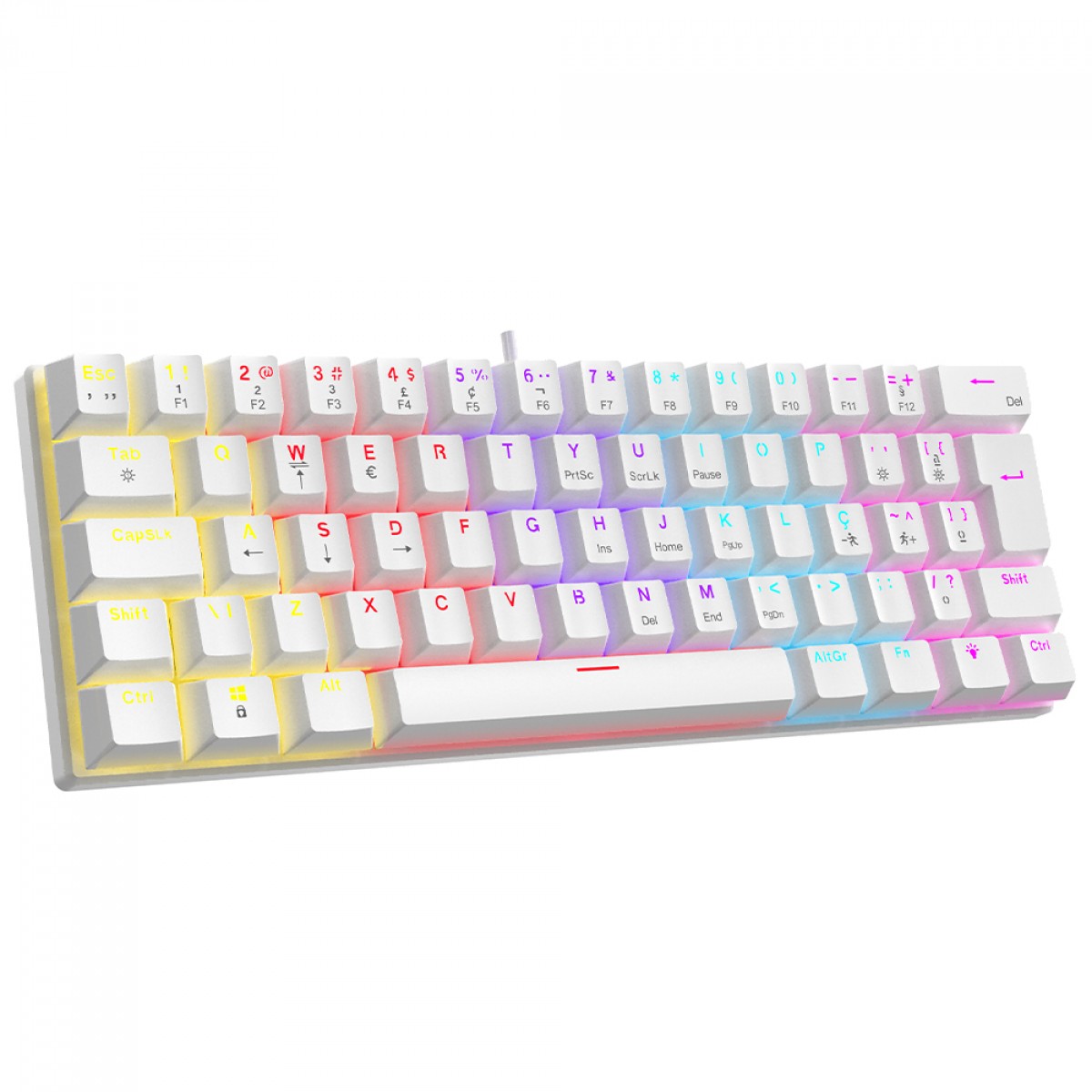 Teclado Mecânico Gamer Ninja Leap 60%, Switch Blue, Rainbow, ABNT2, Branco, GN-KB-LPBL60WBUAB