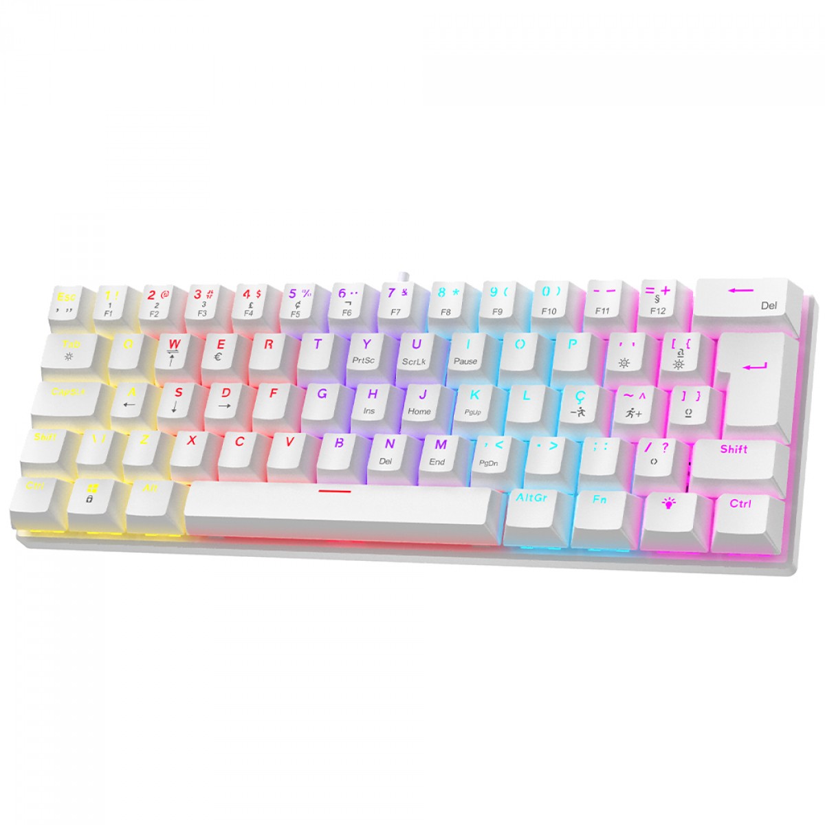 Teclado Mecânico Gamer Ninja Leap 60%, Switch Blue, Rainbow, ABNT2, Branco, GN-KB-LPBL60WBUAB