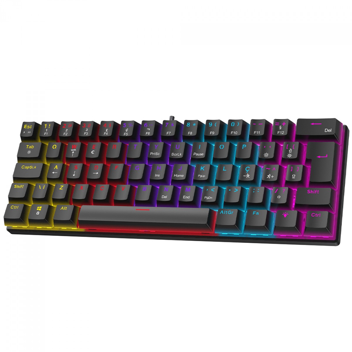 Teclado Mecânico Gamer Ninja Leap 60%, Switch Blue, Rainbow, ABNT2, Preto, GN-KB-LPBL60BBUAB