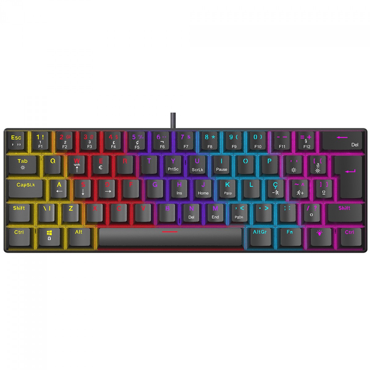 Teclado Mecânico Gamer Ninja Leap 60%, Switch Blue, Rainbow, ABNT2, Preto, GN-KB-LPBL60BBUAB