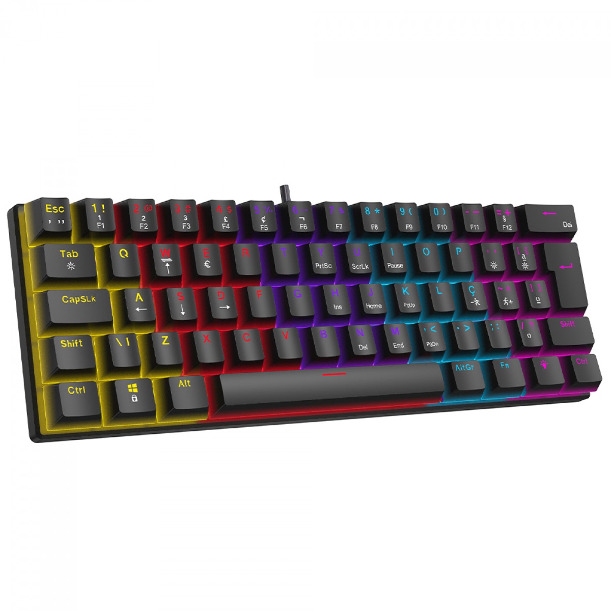 Teclado Mecânico Gamer Ninja Leap 60%, Switch Blue, Rainbow, ABNT2, Preto, GN-KB-LPBL60BBUAB