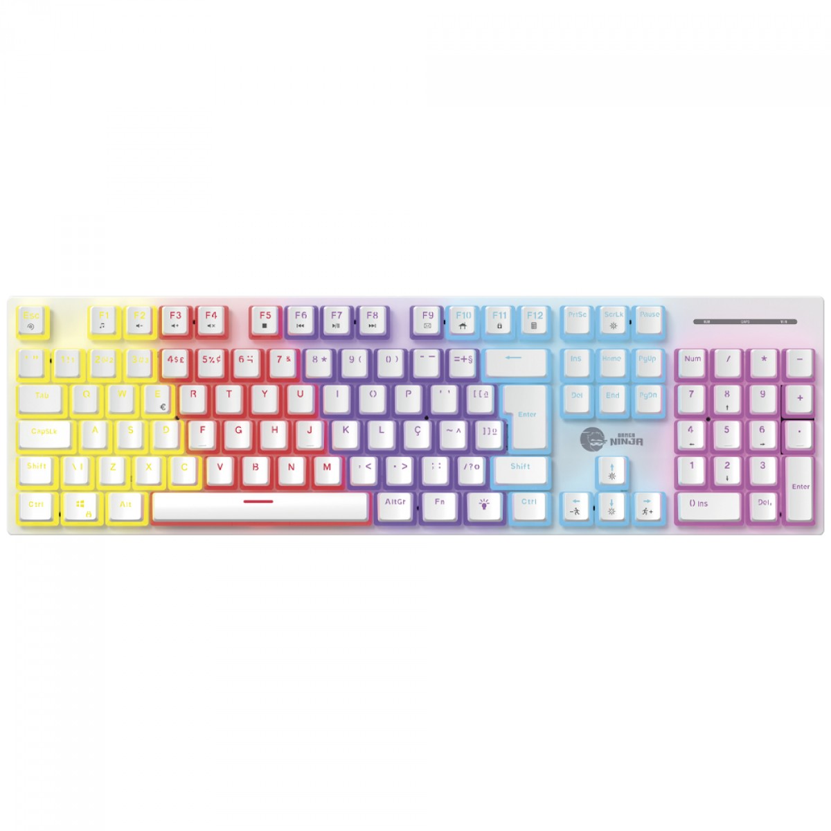 Teclado Mecânico Gamer Ninja Leap Pudim, Switch Blue, Rainbow, ABNT2, Full Size, White, GN-KB-LPFSWPRUAB