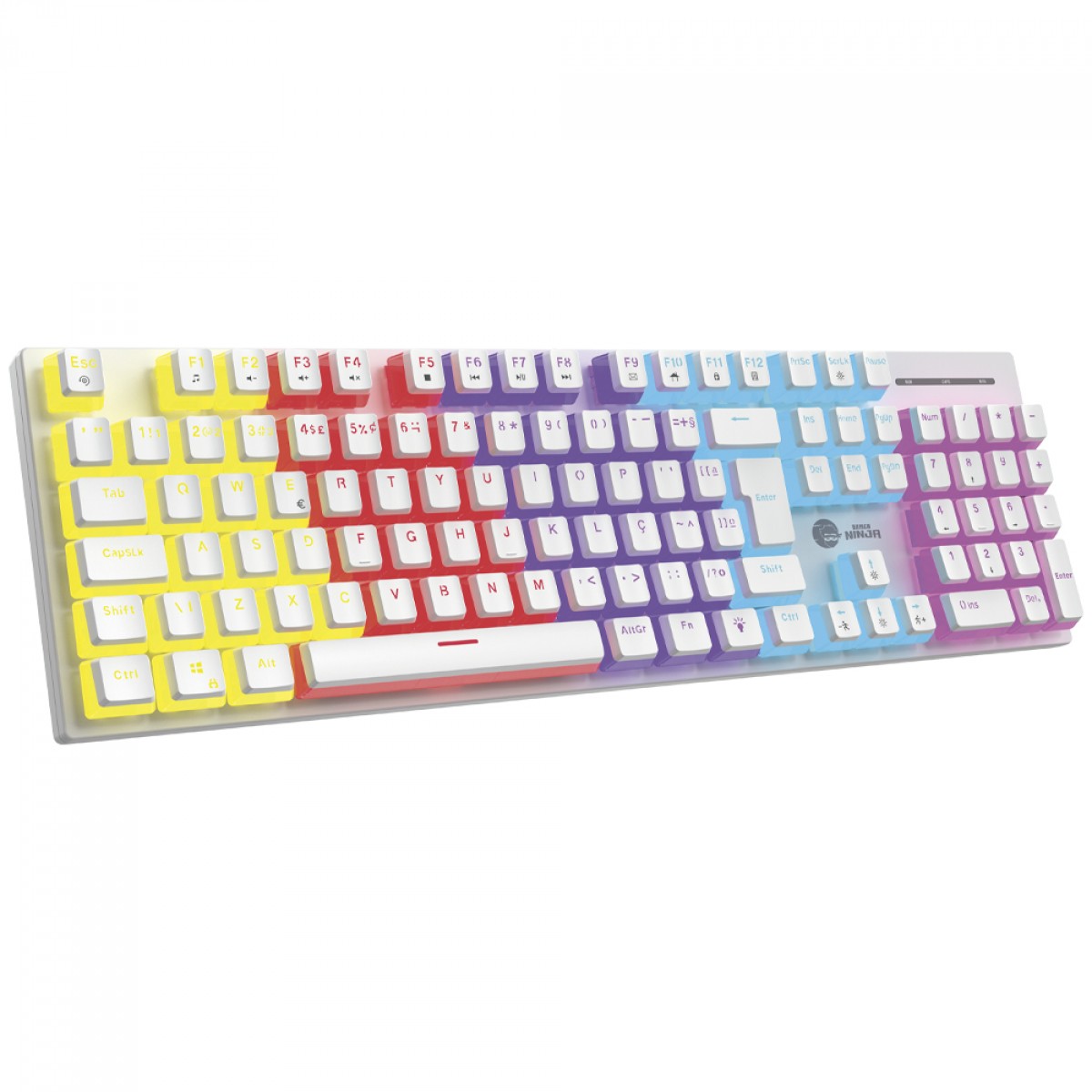 Teclado Mecânico Gamer Ninja Leap Pudim, Switch Blue, Rainbow, ABNT2, Full Size, White, GN-KB-LPFSWPRUAB