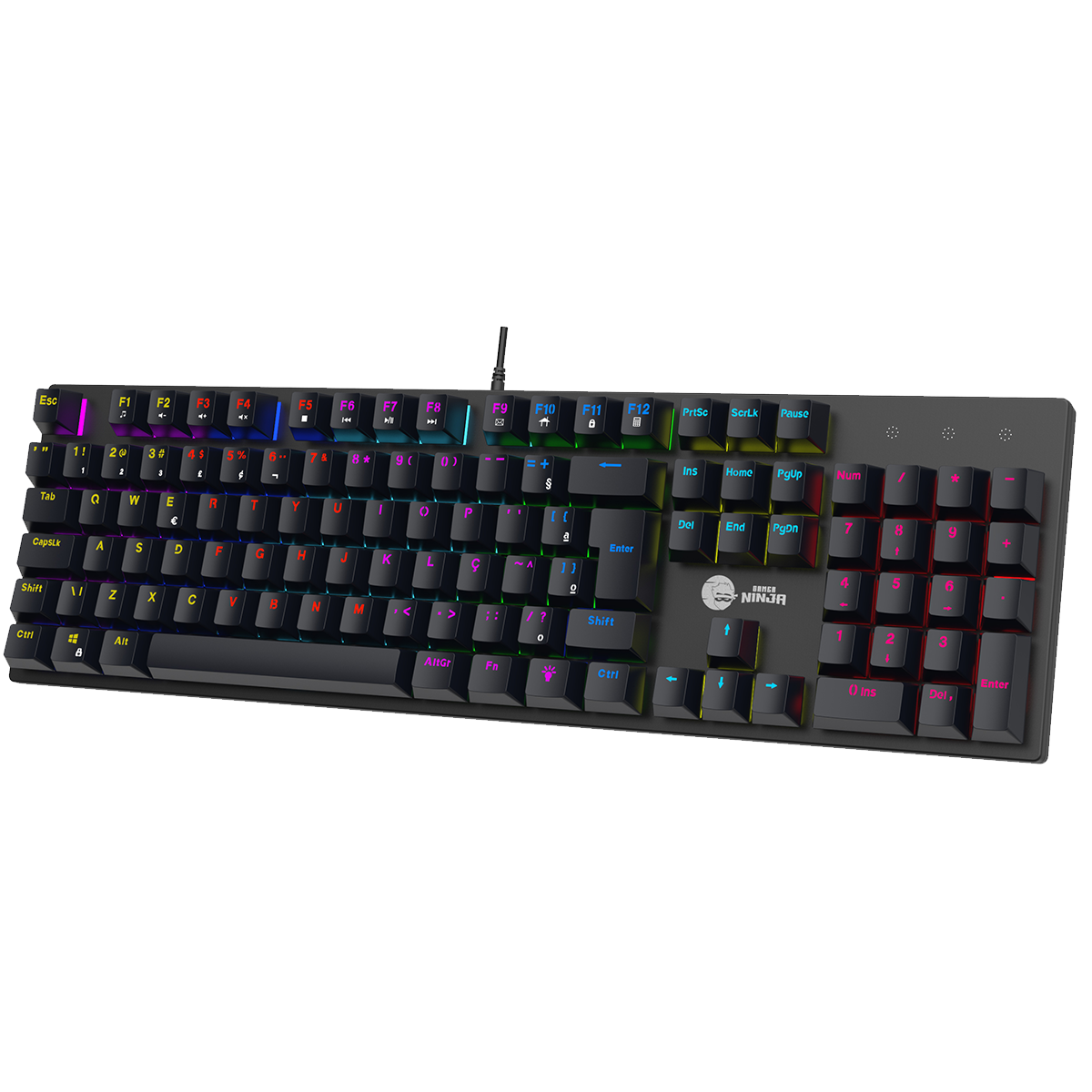 Teclado Mecânico Gamer Ninja Leap, Switch Blue, Rainbow, ABNT2, Black