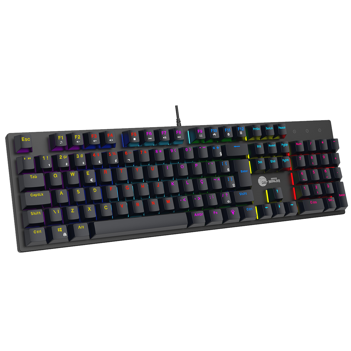 Teclado Mecânico Gamer Ninja Leap, Switch Blue, Rainbow, ABNT2, Black