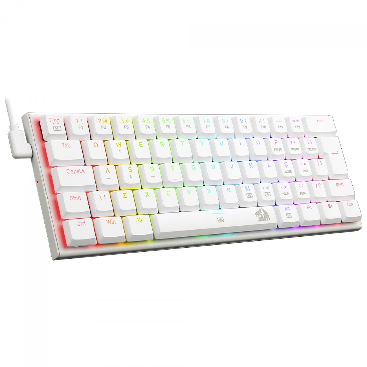 Teclado Mecânico Gamer Redragon Anivia Lunar White, RGB, Low-Profile, Switch Brown, ABNT2, Branco, K614W-RGB (PT-BROWN)